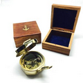4" Brass Brunton Compass in Wood Case (Brass Anchor on top) - No brass Corners